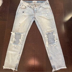 One Teaspoon Freebirds Ladies Destroyed Denim Jeans - Size 26 —- 7/8 Length